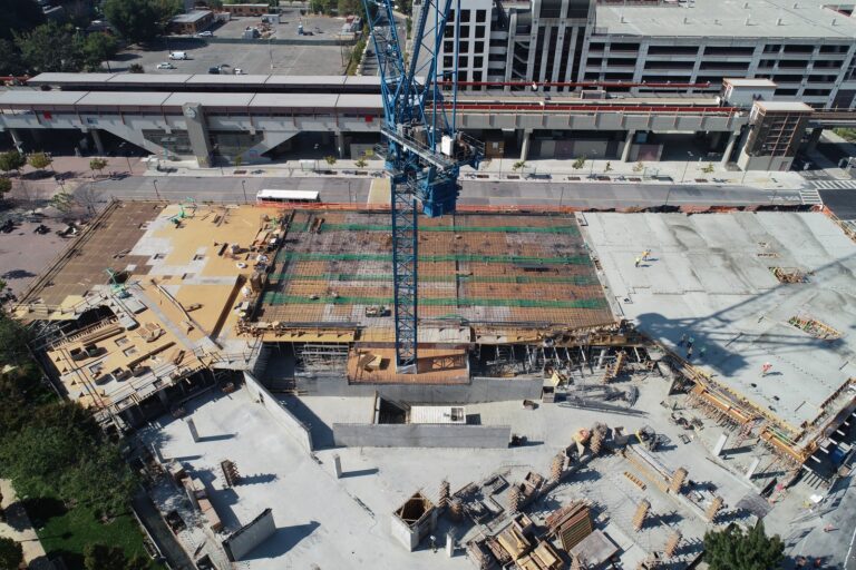 aerial view of crane tower